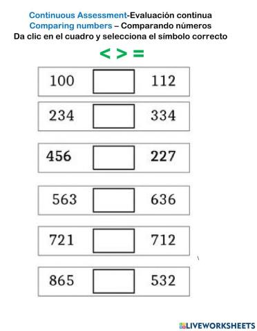 Comparing numbers
