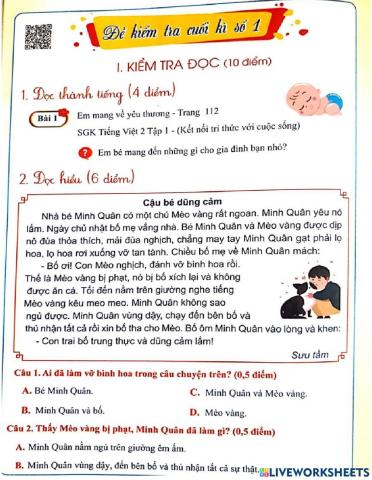 Đề ôn TV cuối kì 1 lớp 2