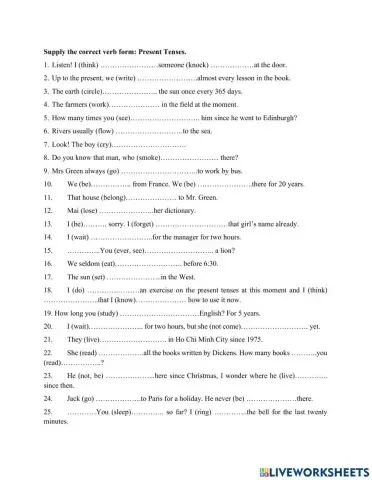 Review present tenses