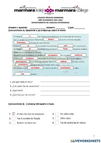 Pretérito Indefinido