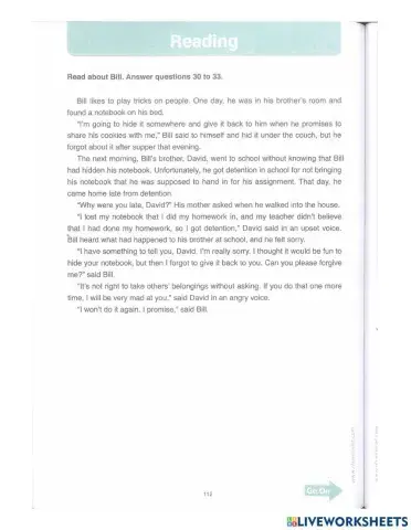 Lesson 11 practice test in class