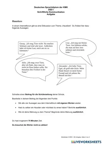 Modelsatz 5 Schreiben