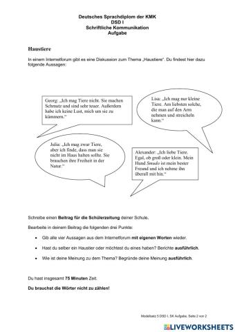 Modelsatz 5 Schreiben