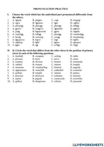 E6 - FT - Pronunciation Practice - Unit 4&5