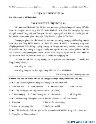 LUYỆN TẬP TIẾNG VIỆT CUỐI HKI(6)