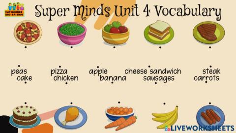 Worksheet for Super Minds Unit 4 Lunchtime foods by Superminds And Friends