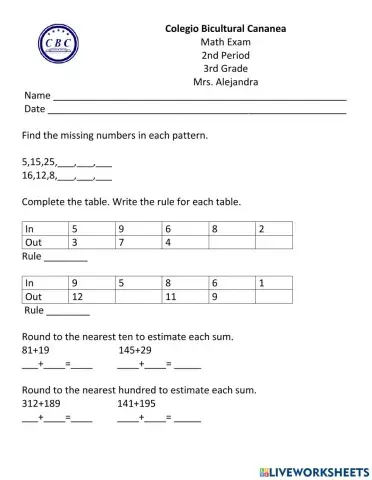 Math 2nd Period Exam