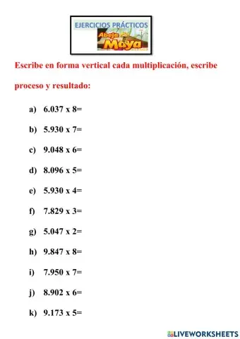 Tablas de multiplicar