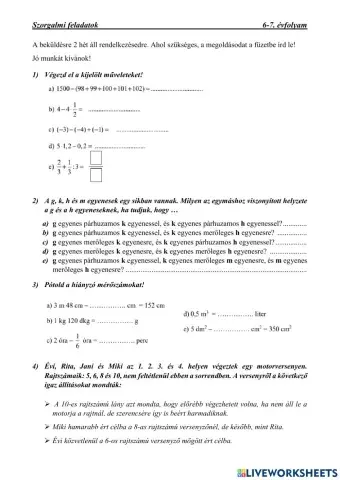 Szorgalmi feladatok 6-7.