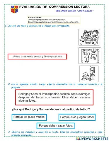Evaluacion de comprensión de textos