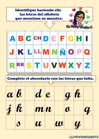 Identificar las letras del Alfabeto Español o Castellano.