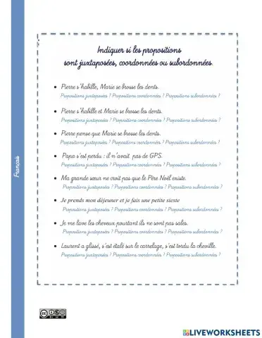 Phrase complexe: juxtaposition, coordination, subordination