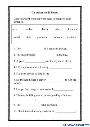 Ch makes the K Sound