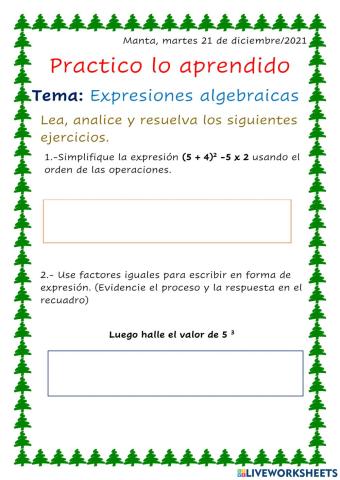Expresiones algebraicas