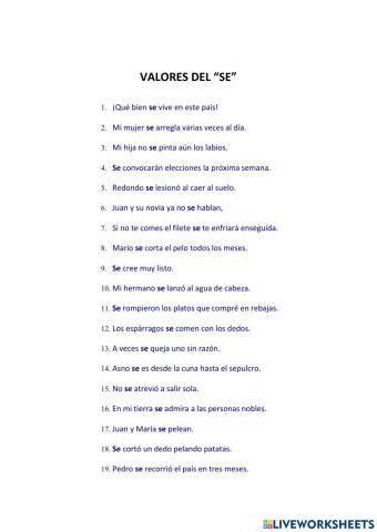 Valores del Se