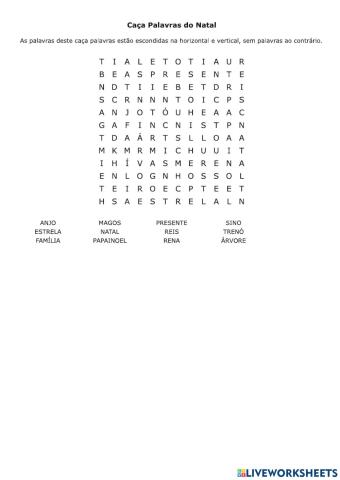 Caça Palavras do Natal