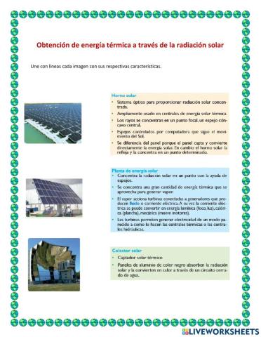 Obtención de energía térmica a través de la radiación solar.