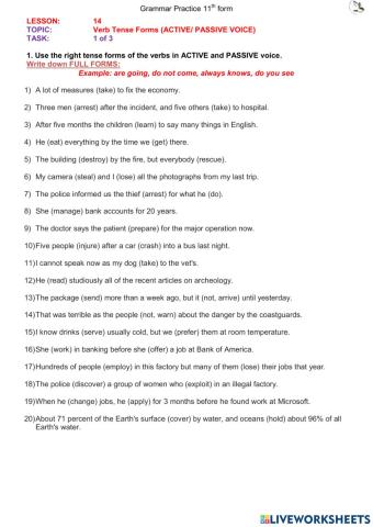 Passive Voice (11th) ex1