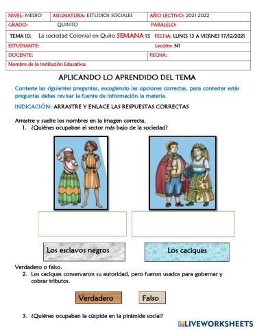 LA sociedad colonial en Quito