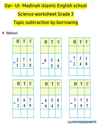 Subtraction by borrowing