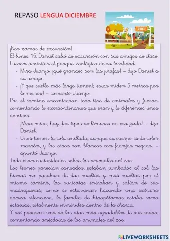 Evaluación lengua diciembre 2º