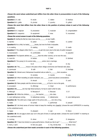 Test 2 first semester grade 8
