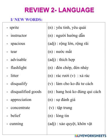 English 8- review 2- language
