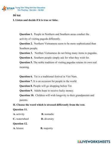 Kiểm tra học kì I đề 4