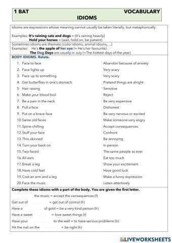 Idioms with parts of the body