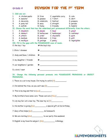 Revision for the 1st Term