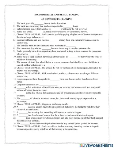 20 Commercial and retail banking