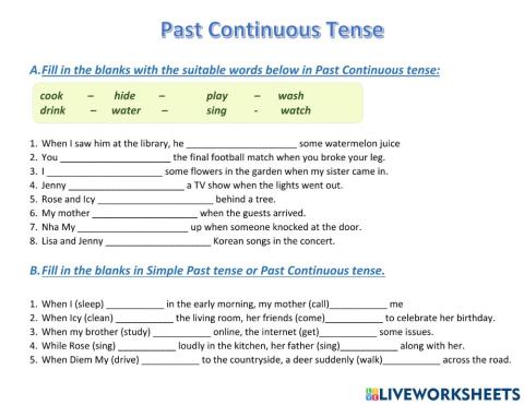 Past continuous tense