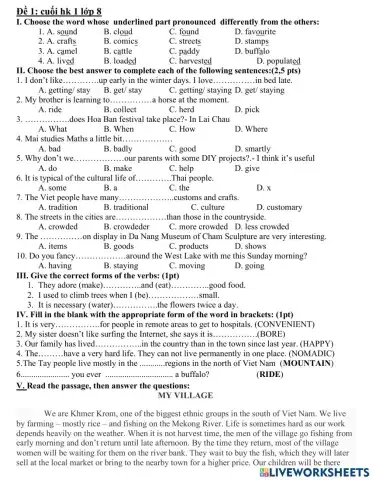 Ôn cuối hk1 lớp 8