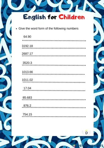 Writting numbers
