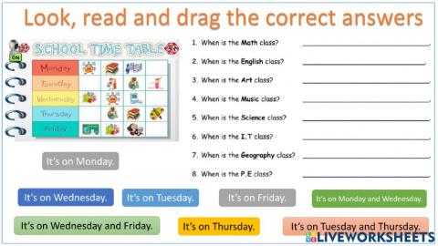 Unit 8: What subjects do you have today?