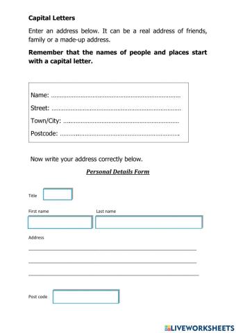 Use capital letters for addresses