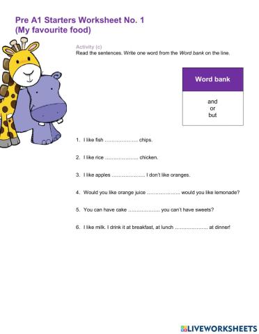 Pre A1 Starters Worksheet 1c