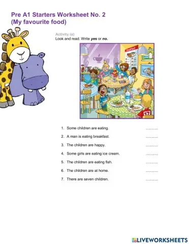 Pre A1 Starters Worksheet 2a