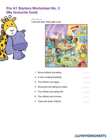 Pre A1 Starters Worksheet 2a