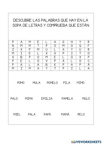 Sopa letras lectura mpl