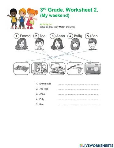 3rd Grade Worksheet 2a Like doing