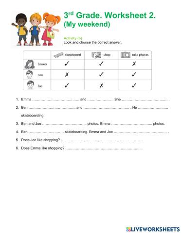 3rd Grade Worksheet 2b Like doing