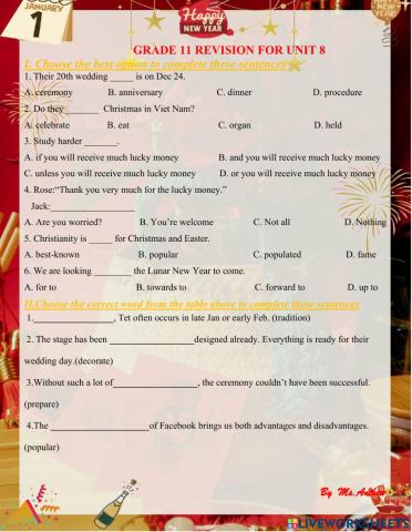 Grade 11 unit 8 review