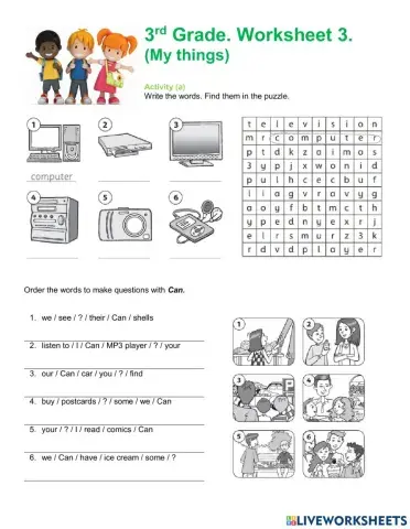 3rd Grade Worksheet 3a My things