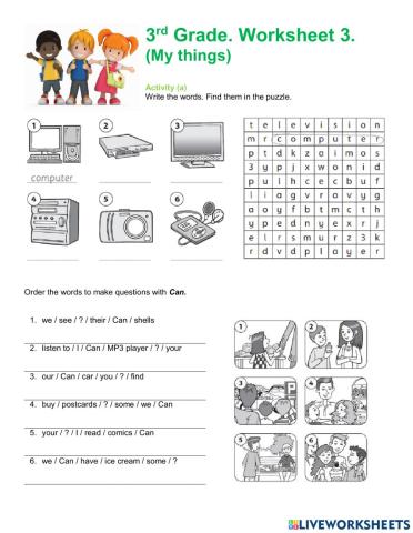 3rd Grade Worksheet 3a My things