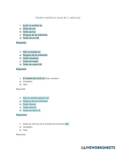 Oxidos metalicos con mas de dos valencias