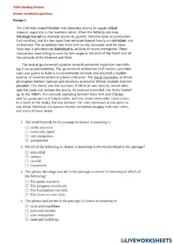 TOEFL Vocabulary questions