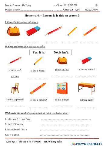 3A-Lesson 2- Is this an eraser?