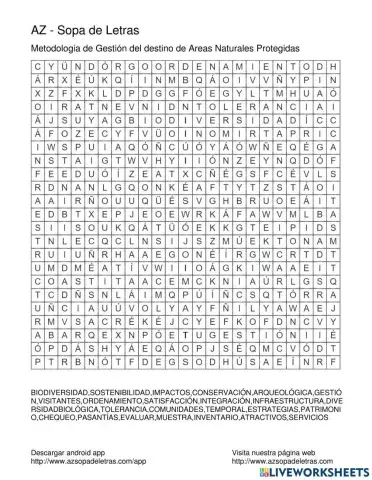 Juego de palabras Areas Naturales Protegidas