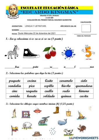 Evaluación de Lengua y Literatura